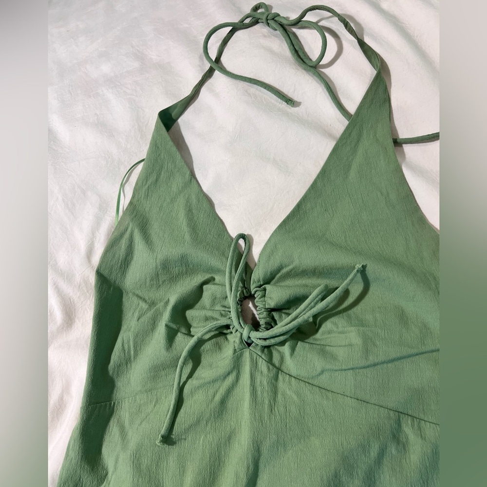 GUC A&F Halter Keyhole Midi dress size SMALL PETITE in light green